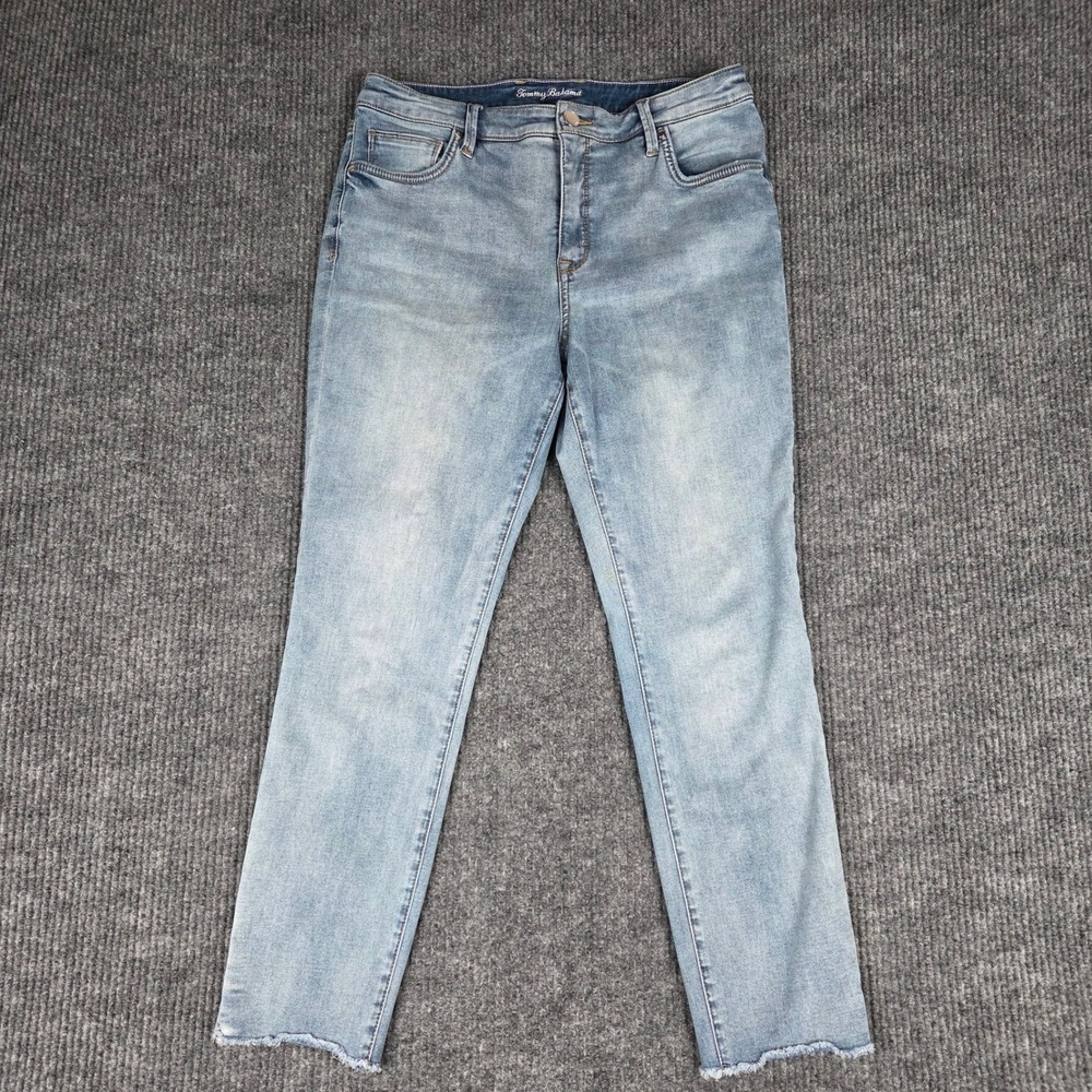 Tommy Bahama Womens Jeans Light‎ Wash Distressed Frayed Hem Size 12x28